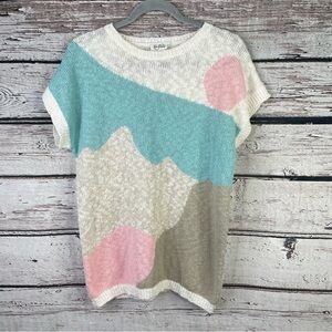 VINTAGE 1980s TanJay Short Sleeve Sweater Size Large (See Measurements) Unique!